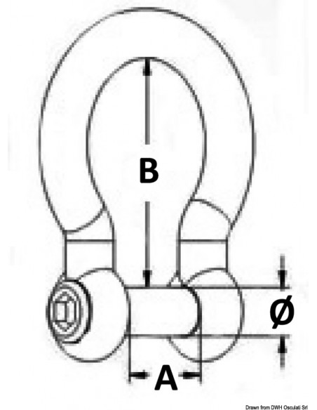 Grillo a cetra con perno incassato per ancore, taglio brugola