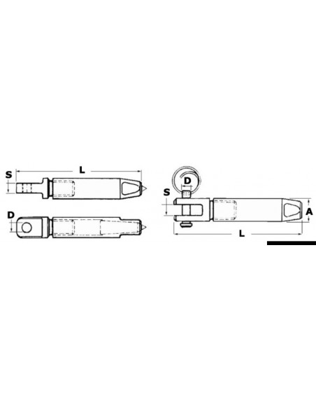 Terminale in acciaio inox AISI 316 per cavo Parafil Terminale in acciaio inox AISI 316 per cavo Parafil