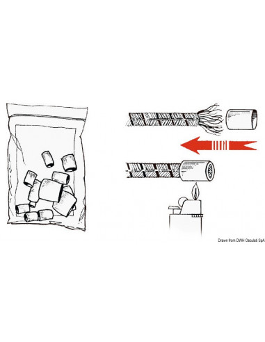 Terminali termoretraibili in plastica bianca per intestare le cime