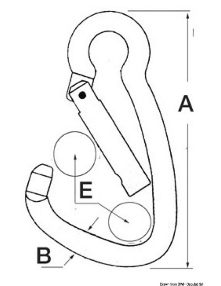 Moschettone in acciaio inox a grande apertura