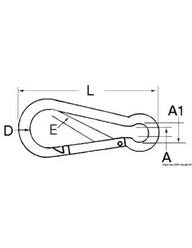 Moschettone in acciaio inox AISI 316 lucidato a specchio