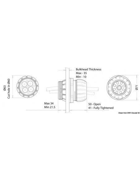Passa paratia stagno per grandi cavi