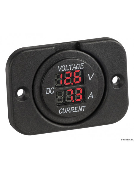 Voltometro/Amperometro digitale e prese corrente con montaggio ad incasso