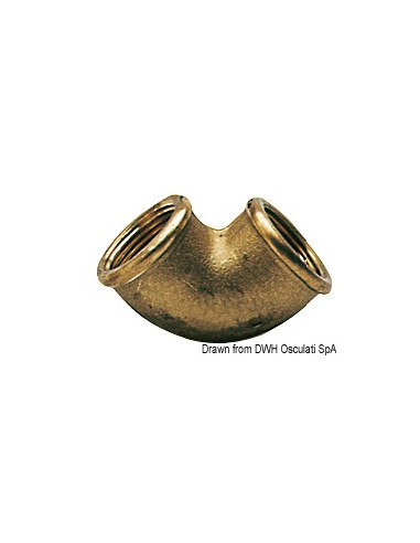 Gomito in ottone femmina/femmina a 90°