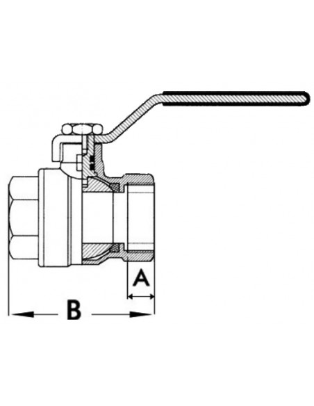 Saracinesca a sfera, in ottone nichelato, passaggio totale PN25 femmina/femmina