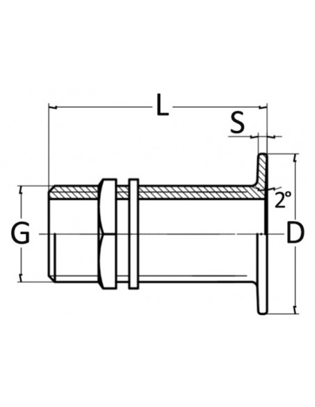 Scarico a mare con testa piatta, tutto filetto Scarico a mare con testa piatta, tutto filetto