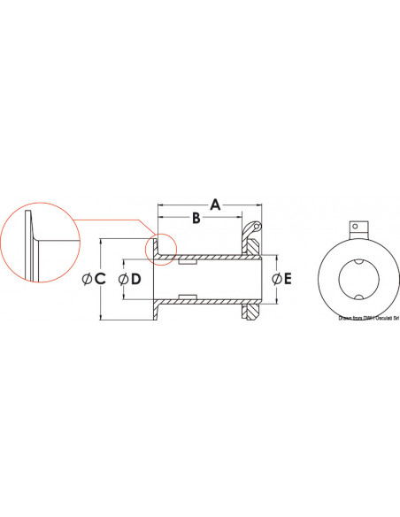 Scarico a mare con testa piatta, tutto filetto Scarico a mare con testa piatta, tutto filetto