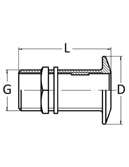 Scarico a mare con testa inclinata, tutto filetto Scarico a mare con testa inclinata, tutto filetto