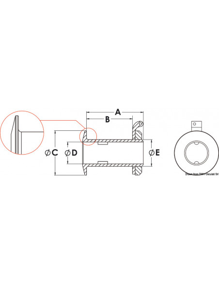 Scarico a mare con testa inclinata, tutto filetto Scarico a mare con testa inclinata, tutto filetto