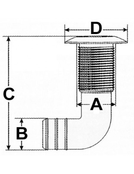 Scarico a mare con gomito 90°