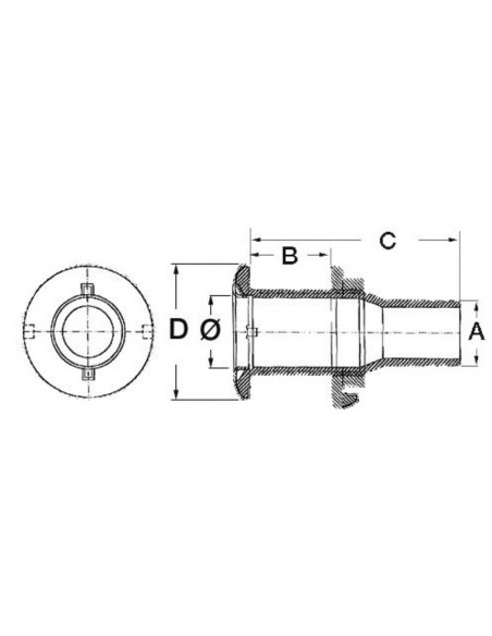 Scarico a mare con portagomma