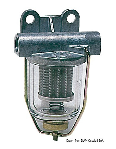 Filtro carburante con vaschetta trasparente in vetro