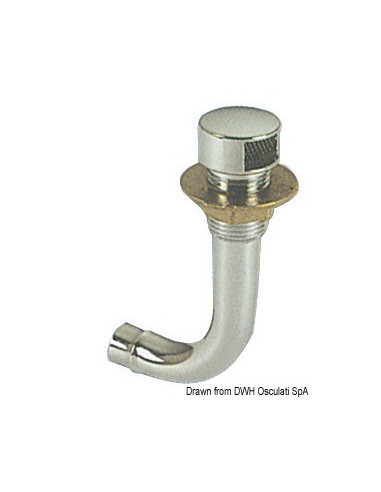 Sfiato carburante in ottone cromato con portagomma a 90°