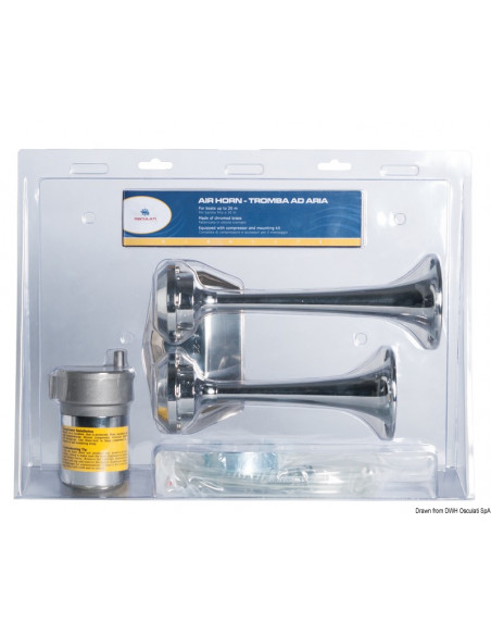Tromba con compressore in ottone cromato per barche fino a 20 m