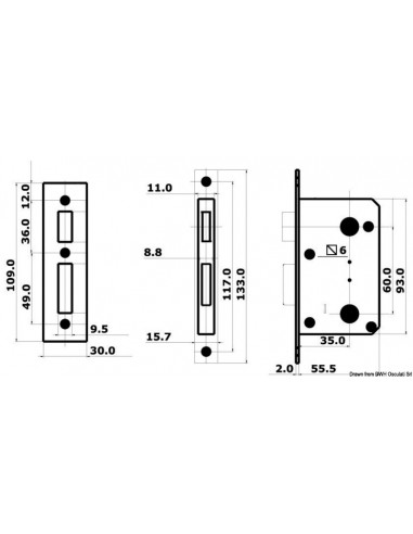 Con blocco dall'interno e sblocco di emergenza dall'esterno (per WC e cabine)