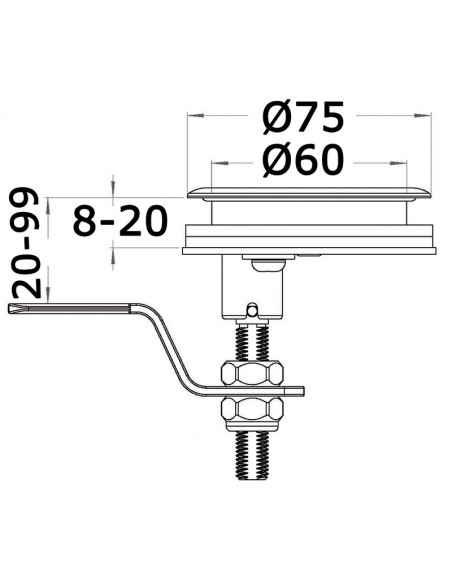 Alzapagliolo e chiusura portelli Cam Latch 75 mm