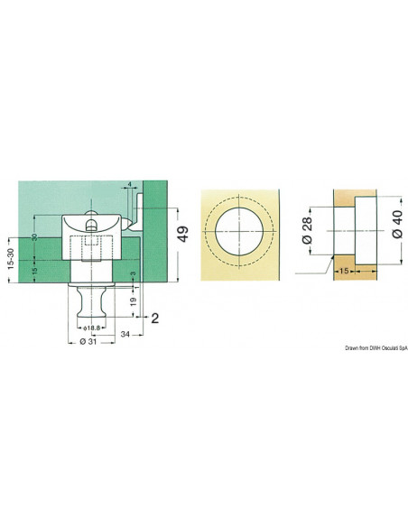 Scrocchetto Push Knob per antine e cassetti Sugatsune Pkl-08