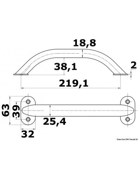 Corrimano in tubo ovalizzato con viti a vista