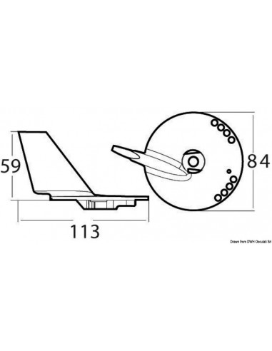 Pinna per motori Suzuki DF60/140 con fori.