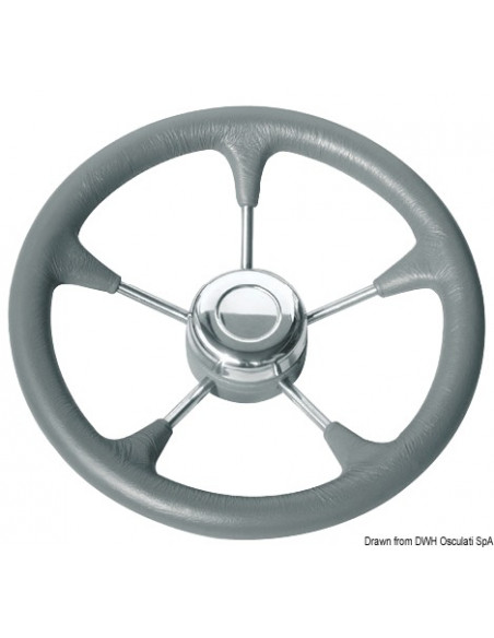 Volante in poliuretano morbido con razze in acciaio inox
