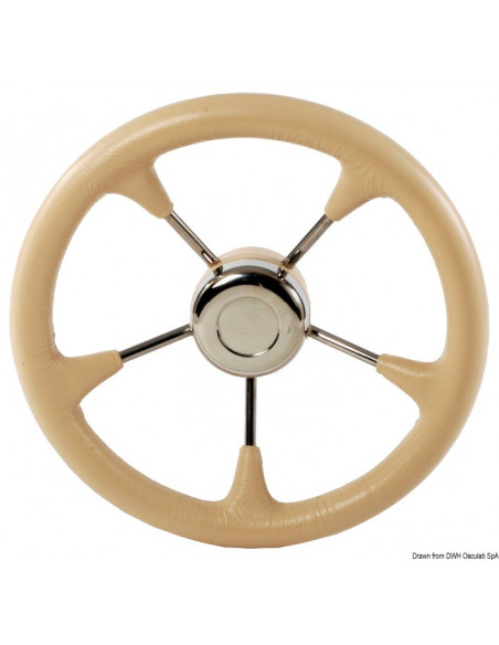 Volante in poliuretano morbido con razze in acciaio inox