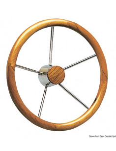 Timone con cerchio esterno in teak a grosso diametro