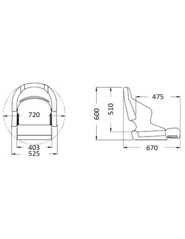Sedile anatomico imbottito con flip up H52