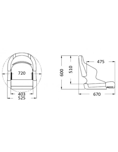 Sedile anatomico imbottito con flip up H52