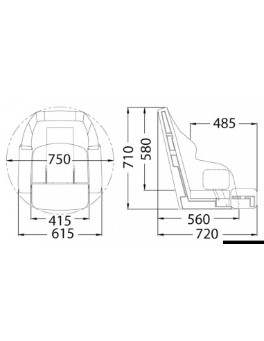 Sedile anatomico imbottito con flip up 3090