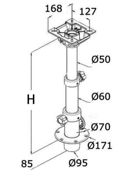 Gamba tavolo tritelescopica removibile