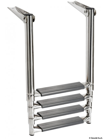 Scaletta telescopica per plancetta con tubi ovali e con gradino maggiorato