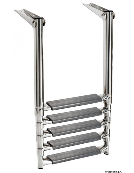 Scaletta telescopica per plancetta con tubi ovali e con gradino maggiorato