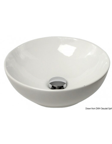 Lavello semisferico in ceramica per montaggio su piano