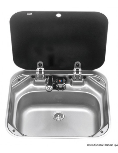 Lavello in acciaio inox SMEV con coperchio in vetro temperato fumé