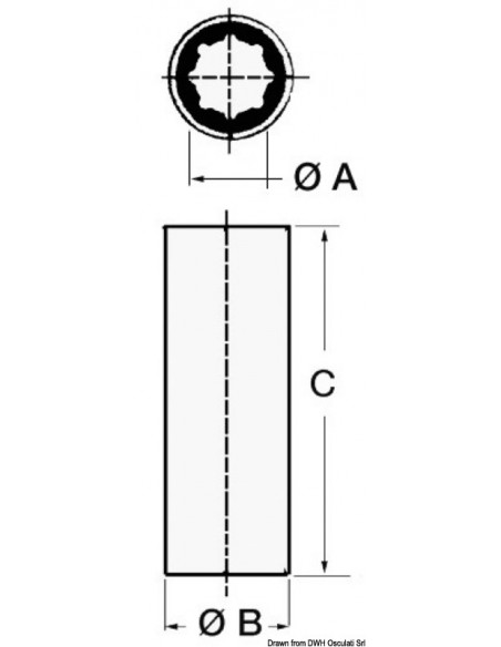 Boccole per linee d'asse con armatura esterna in resina esterno/interno in pollici