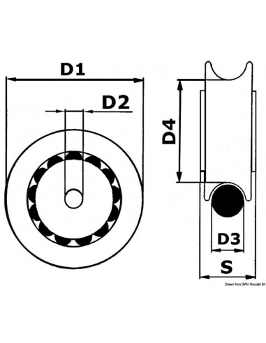 Puleggia in Nylon montata su sfere in Delrin®