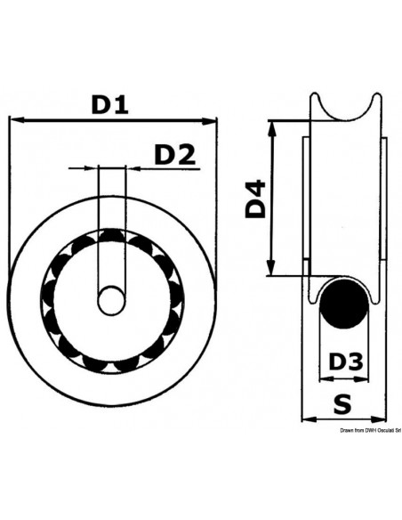 Puleggia in Nylon montata su sfere in Delrin®