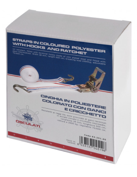 Cinghia in poliestere colorato con ganci e cricchetto