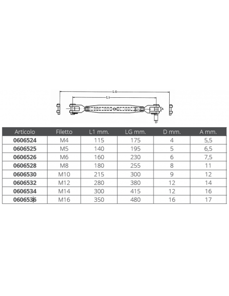 TENDITORE INOX FORCELLA FISSA TENDITORE INOX FORCELLA FISSA