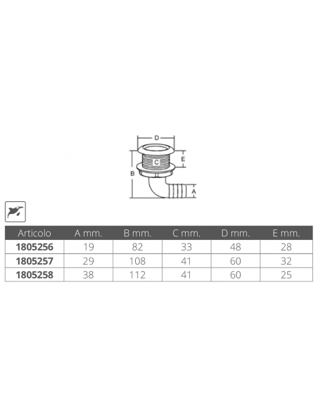 SCARICO A MARE CURVO IN PVC-INOX
