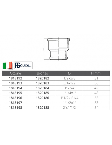 MANICOTTO RIDOTTO F-F IN OTTONE