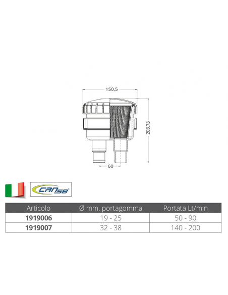 FILTRO ACQUA IN PLASTICA