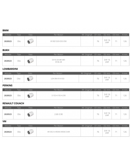 FILTRO OLIO MULTIMARCA