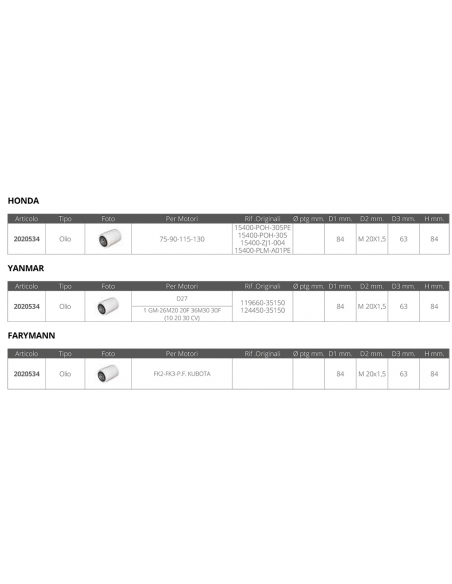 FILTRO OLIO MULTIMARCA