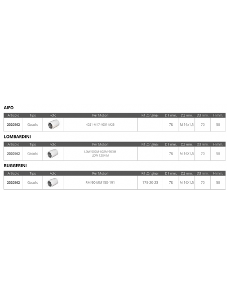 FILTRO GASOLIO MULTIMARCA