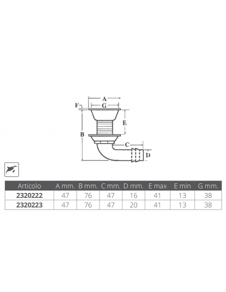 SFIATO CURVO IN ACCIAO INOX 316