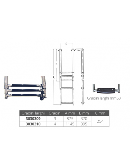 SCALETTA TELESCOPICA A GRADINI LARGHI