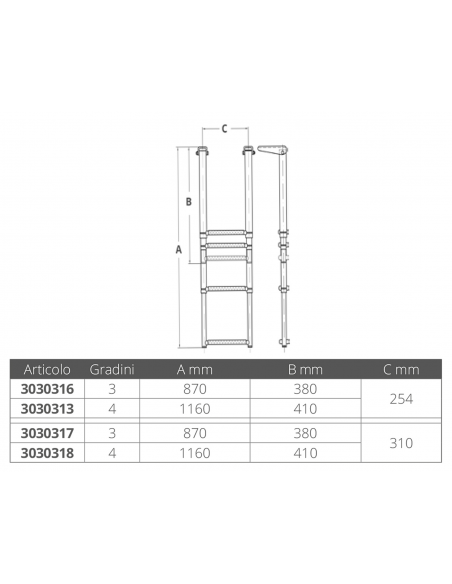SCALETTE INOX TELESCOPICHE 4 GRADINI