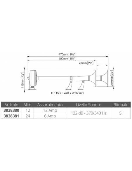 TROMBA A DOPPIO CORNETTO CON PASSAGGIO FILO A SCOMPARSA EMX1/2