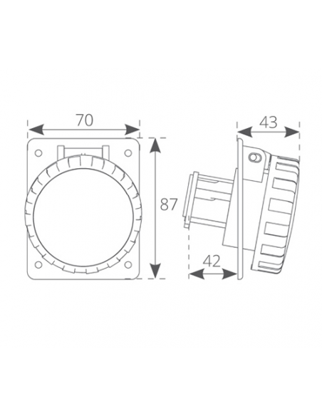 PRESA STAGNA 2P+T 220V. 16A IP67